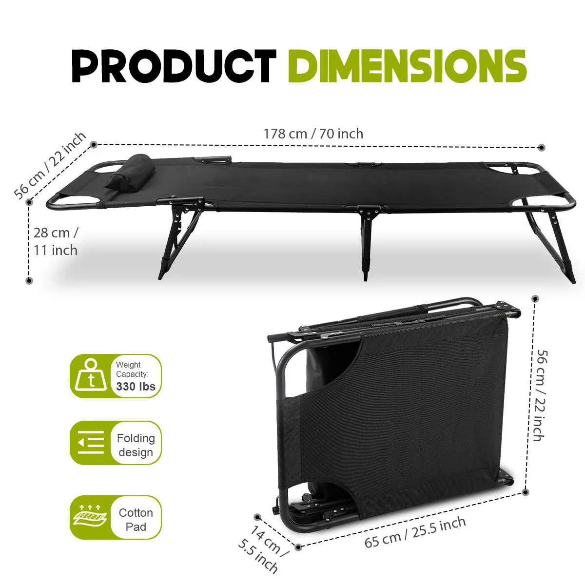 Adjustable Folding Lounge Chair With Removable Cushion And Reclining Back
