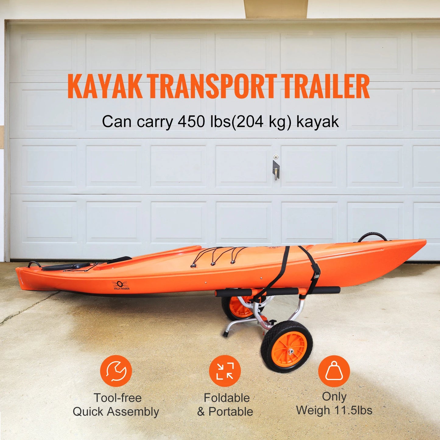 SucceBuy Professional Kayak Cart With 450 Lb Weight Capacity
