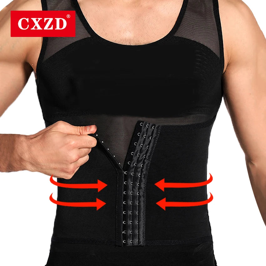 Cxzd Mens Slimming Mesh Waist Trainer Body Shaper Top