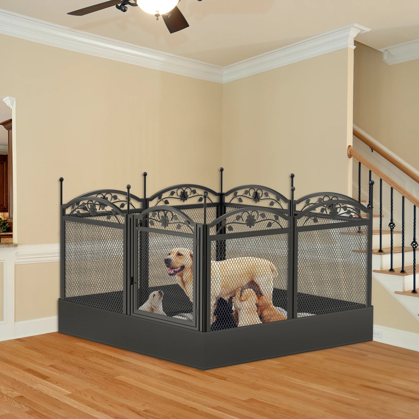 BINGOPAW Heavy Duty Metal Dog Playpen For Indoor Outdoor Use