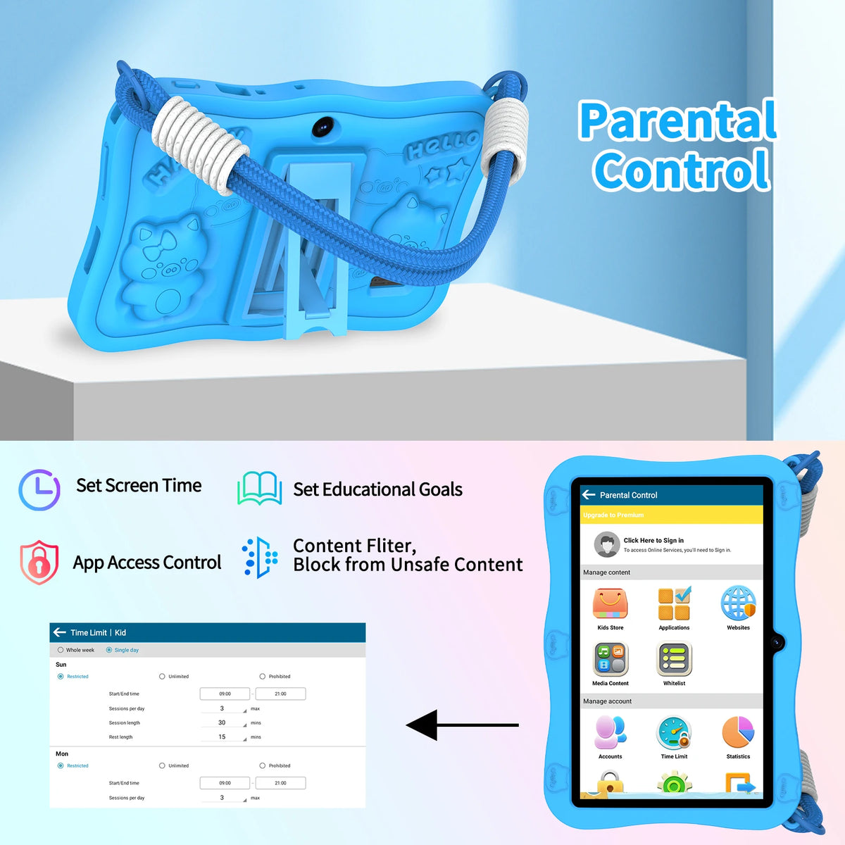 Pritom Kids Tablet With Integrated Parental Controls