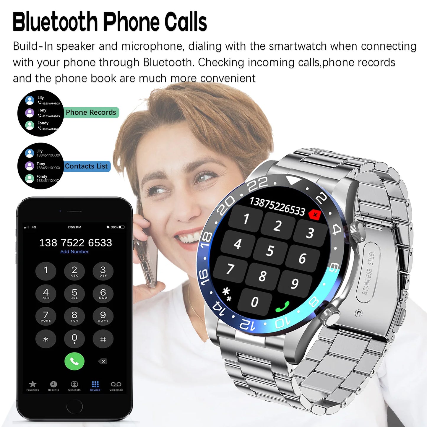 Mens Smartwatch Bluetooth Calling Fitness Tracker With Heart Rate Monitor