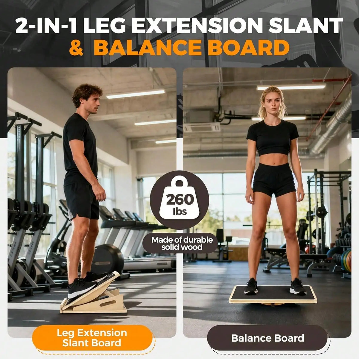 Adjustable Wooden Balance Board and Calf Stretcher for Training