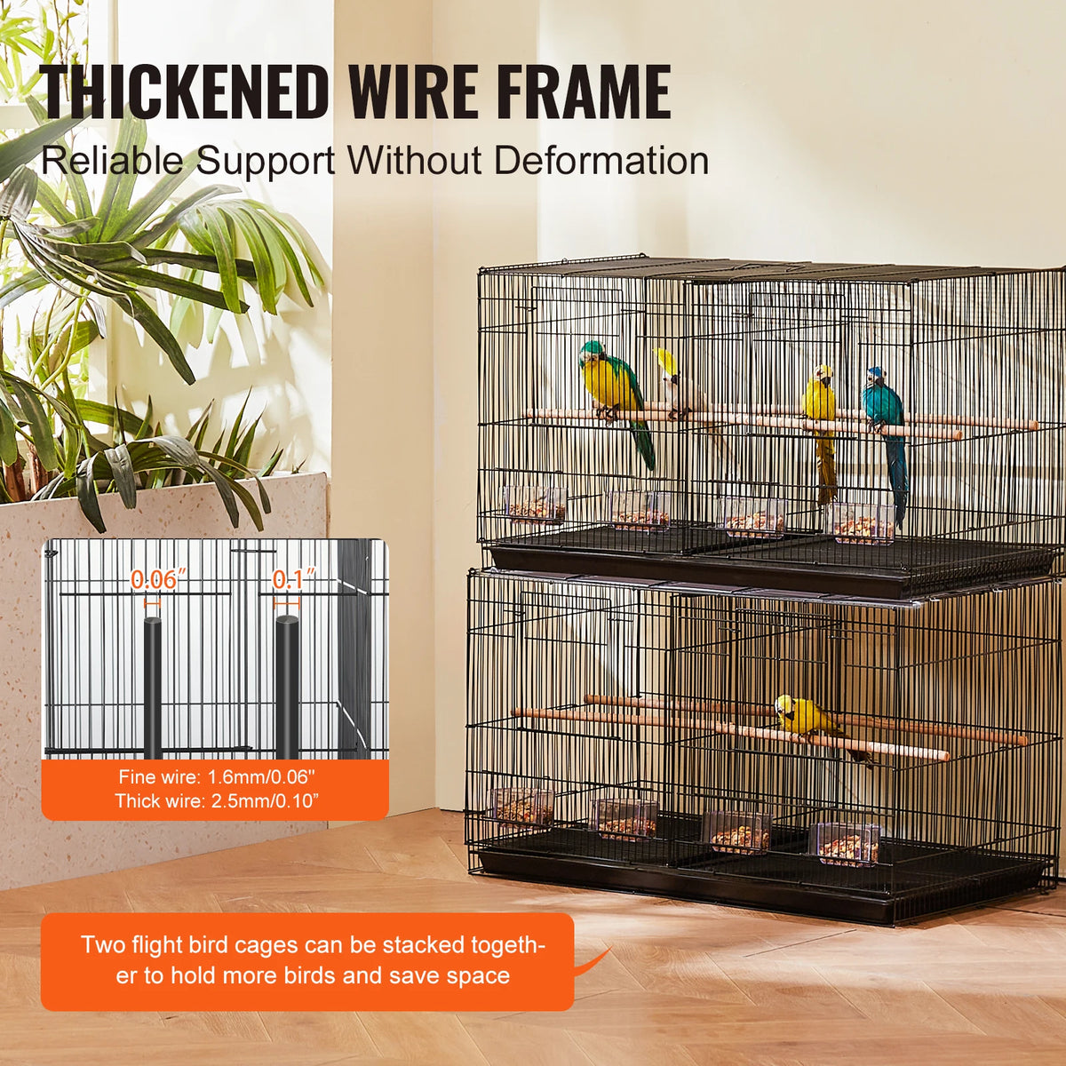 SucceBuy Travel Bird Cage With Secure Dual Compartment Design