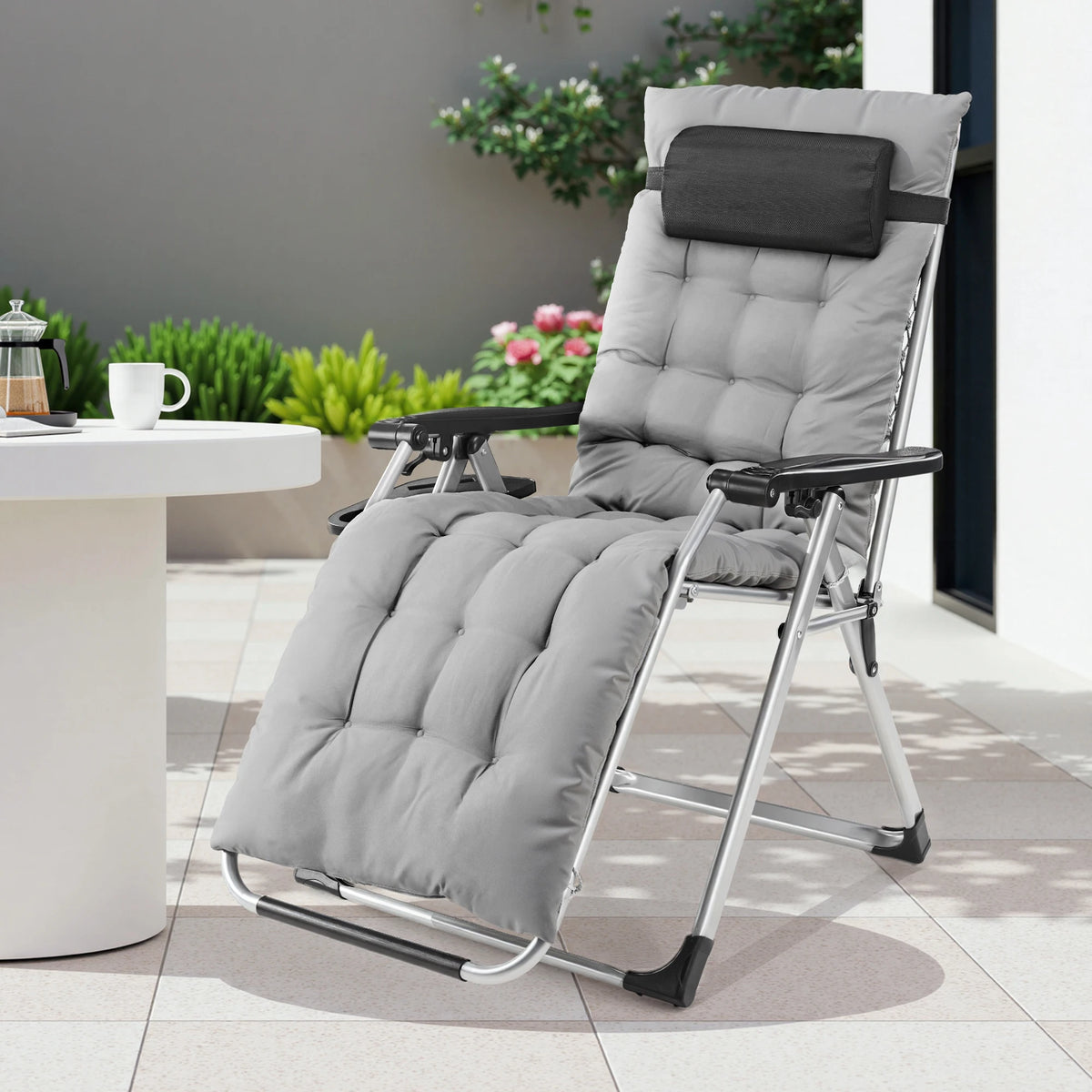 JHK Folding Zero Gravity Recliner Chair With Cup Holders