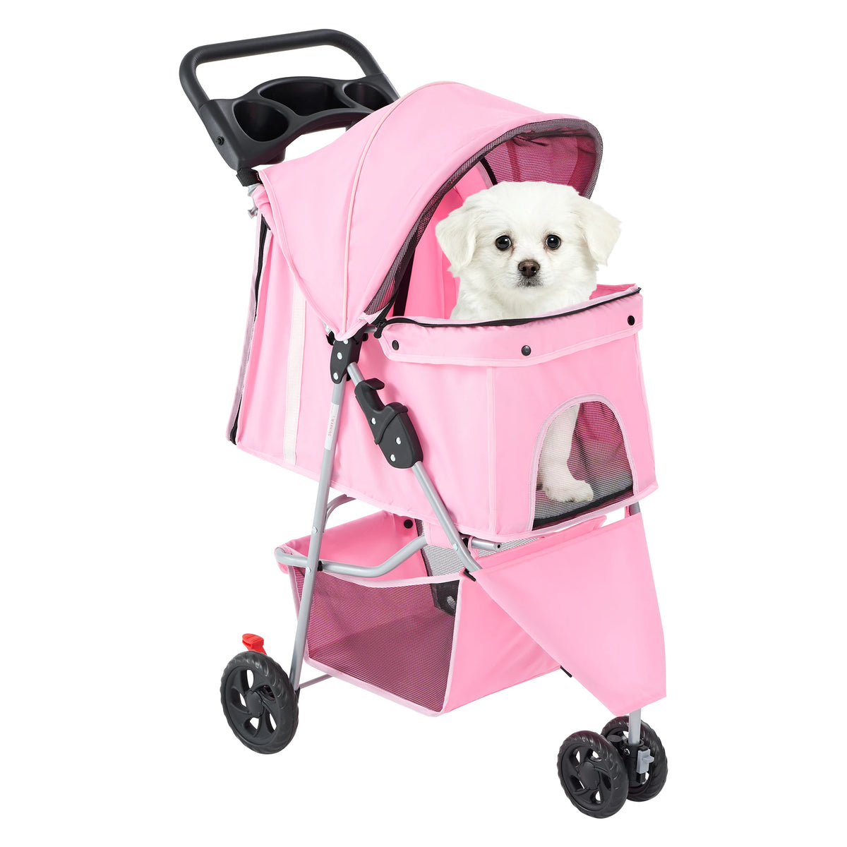 Foldable Pet Stroller For Dogs And Cats With Mesh Windows
