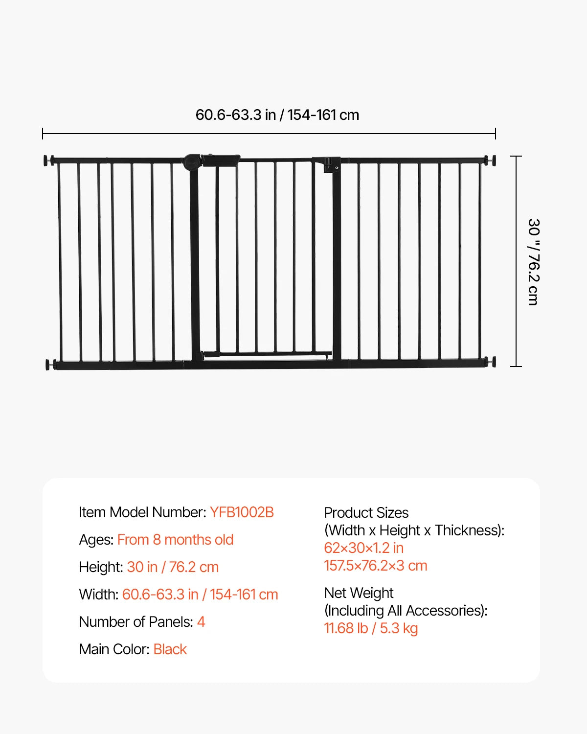 SucceBuy Pressure Mount Baby Pet Safety Gate For Doorways