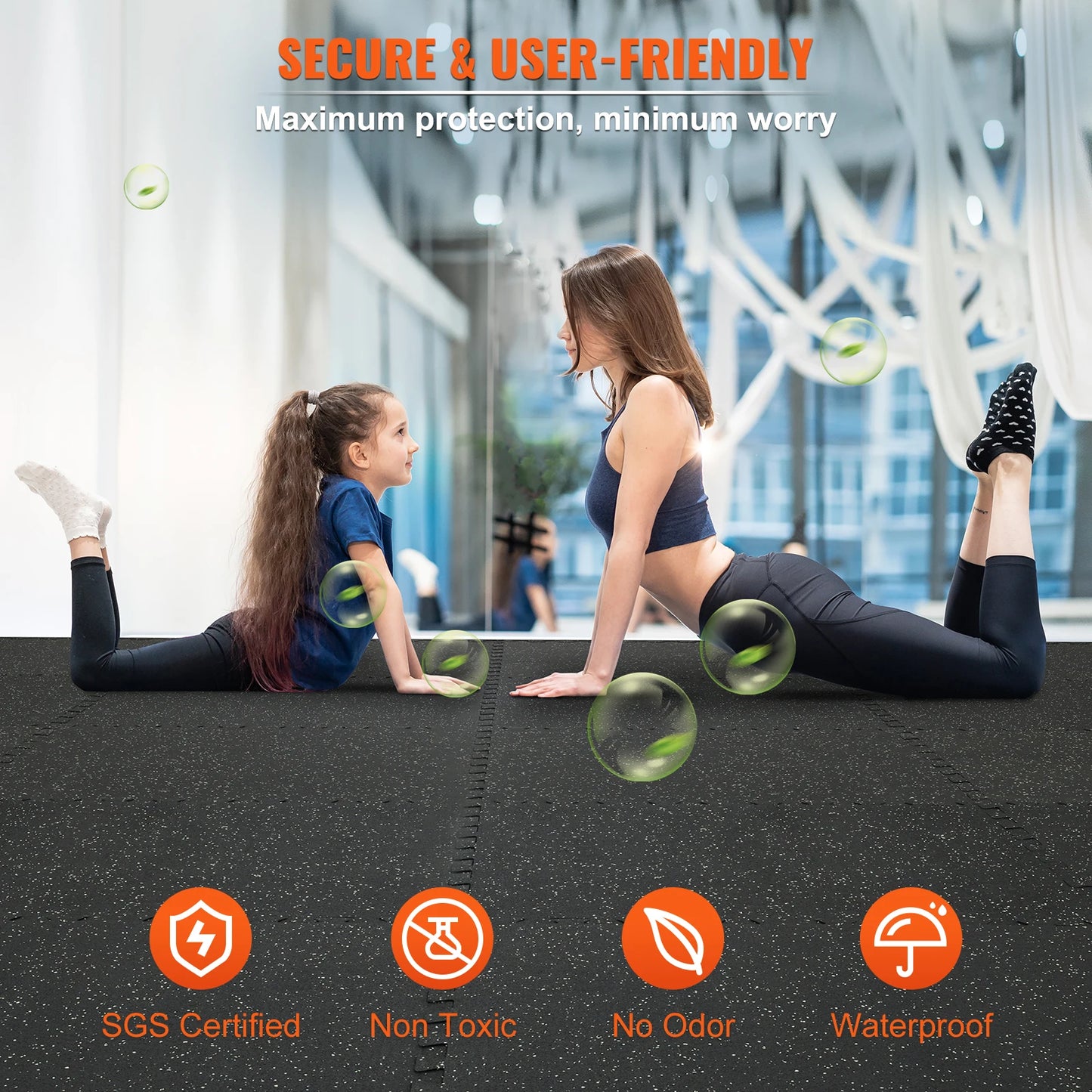 SucceBuy Waterproof Interlocking Natural Rubber EVA Foam Gym Mats