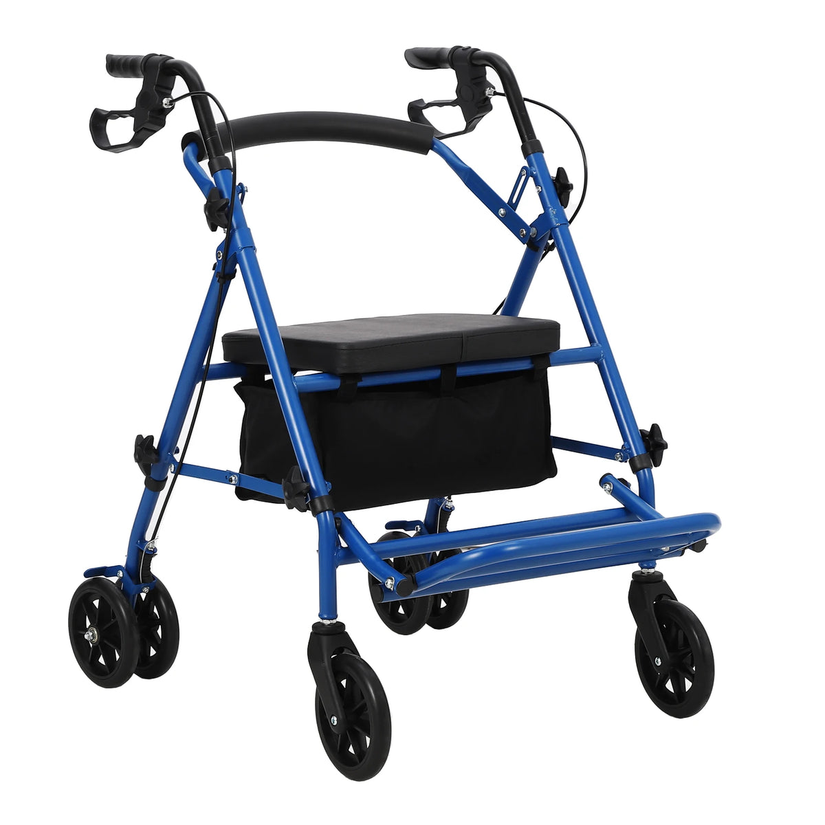 Foldable Aluminum Rollator Walker With Seat And Backrest For Seniors
