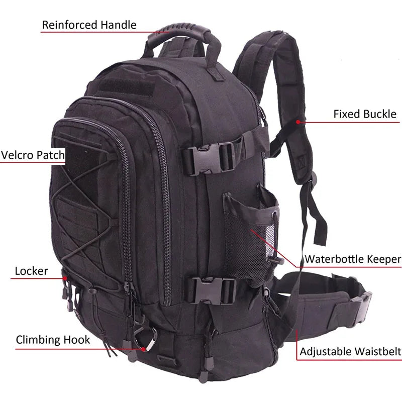 LQARMY Military Tactical Nylon Backpack For Outdoor Hiking And Camping