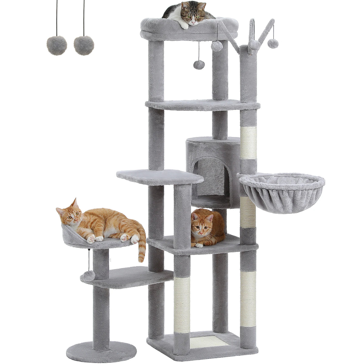 Pequulti Multilevel Cat Tower With Hammock And Scratching Post