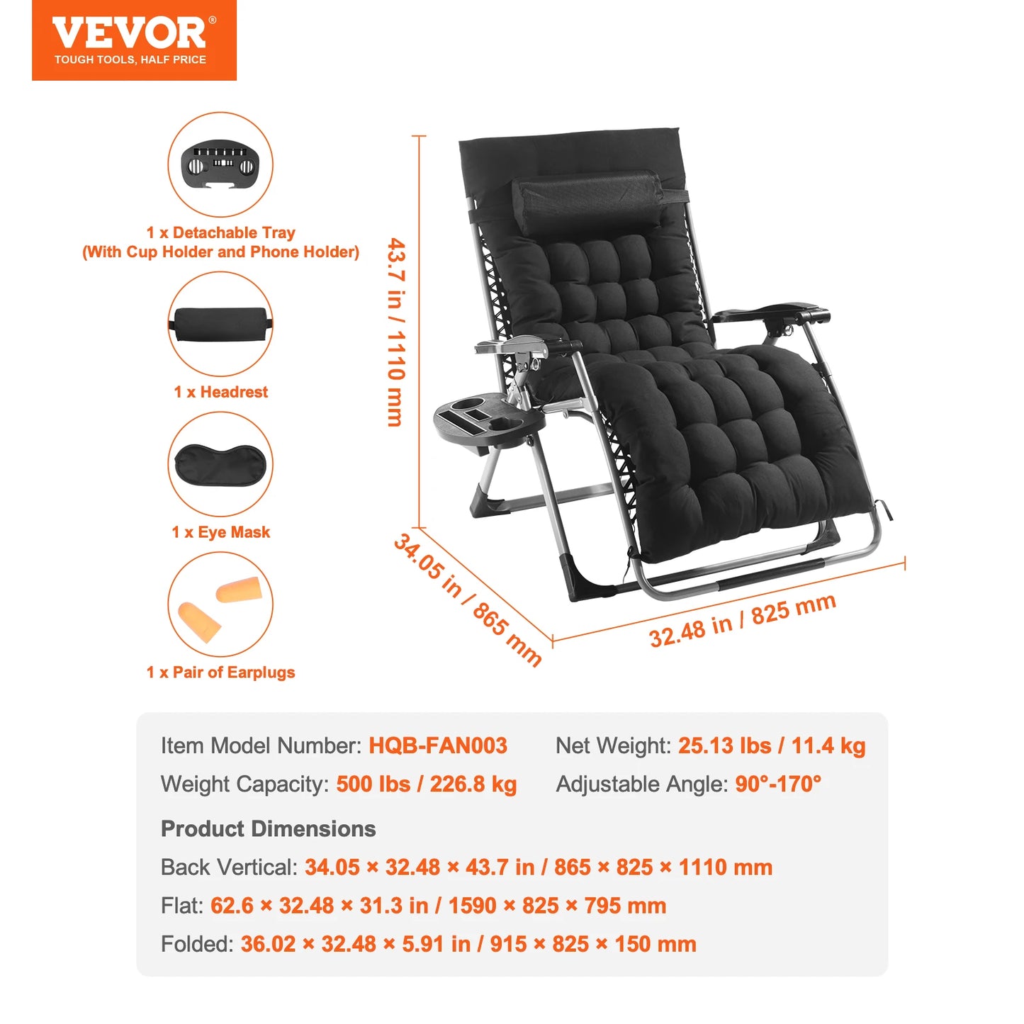 SucceBuy Zero Gravity Adjustable Recliner Lounge Chair With Cup Holder