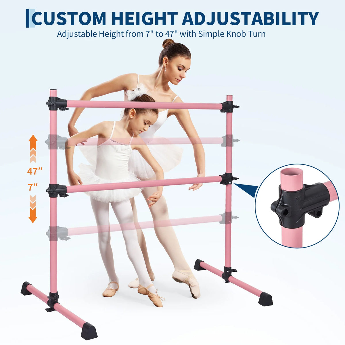 Freestanding Adjustable Ballet Barre for Dance Practice Pilates and Stretching