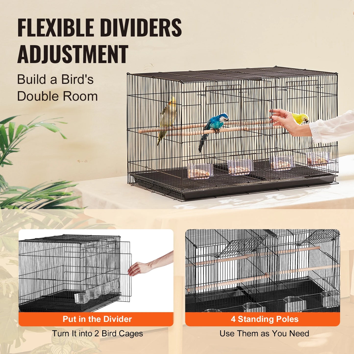 SucceBuy Travel Bird Cage With Secure Dual Compartment Design