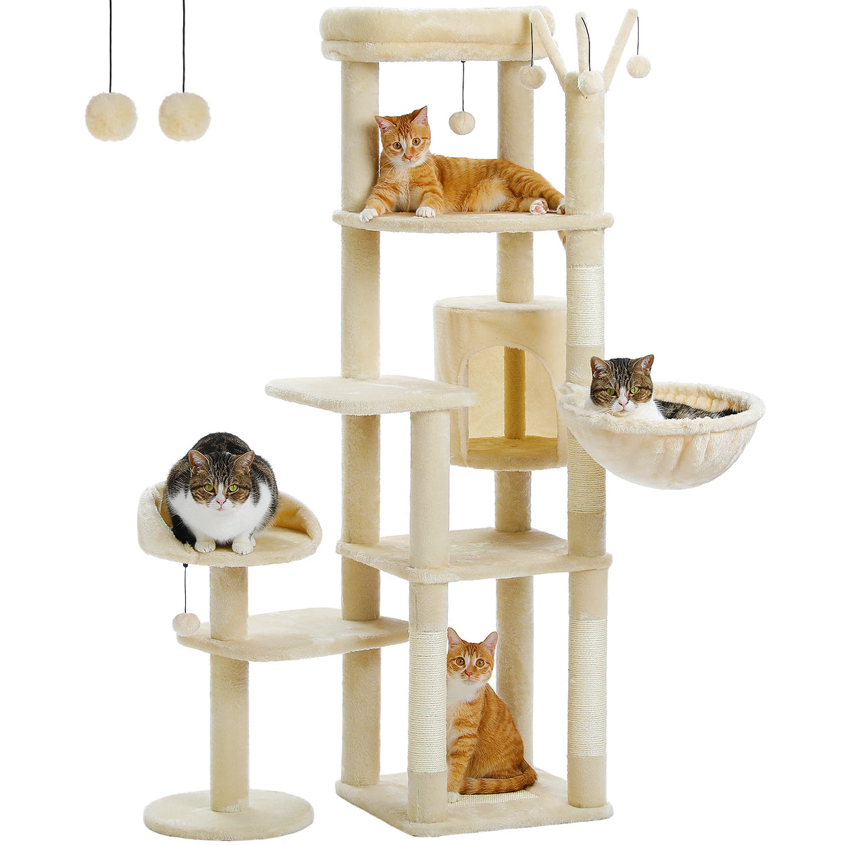 Pequulti Multilevel Cat Tower With Hammock And Scratching Post