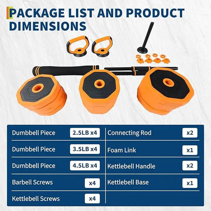 HiMISS 4 In 1 Adjustable Dumbbell And Kettlebell Converter Set