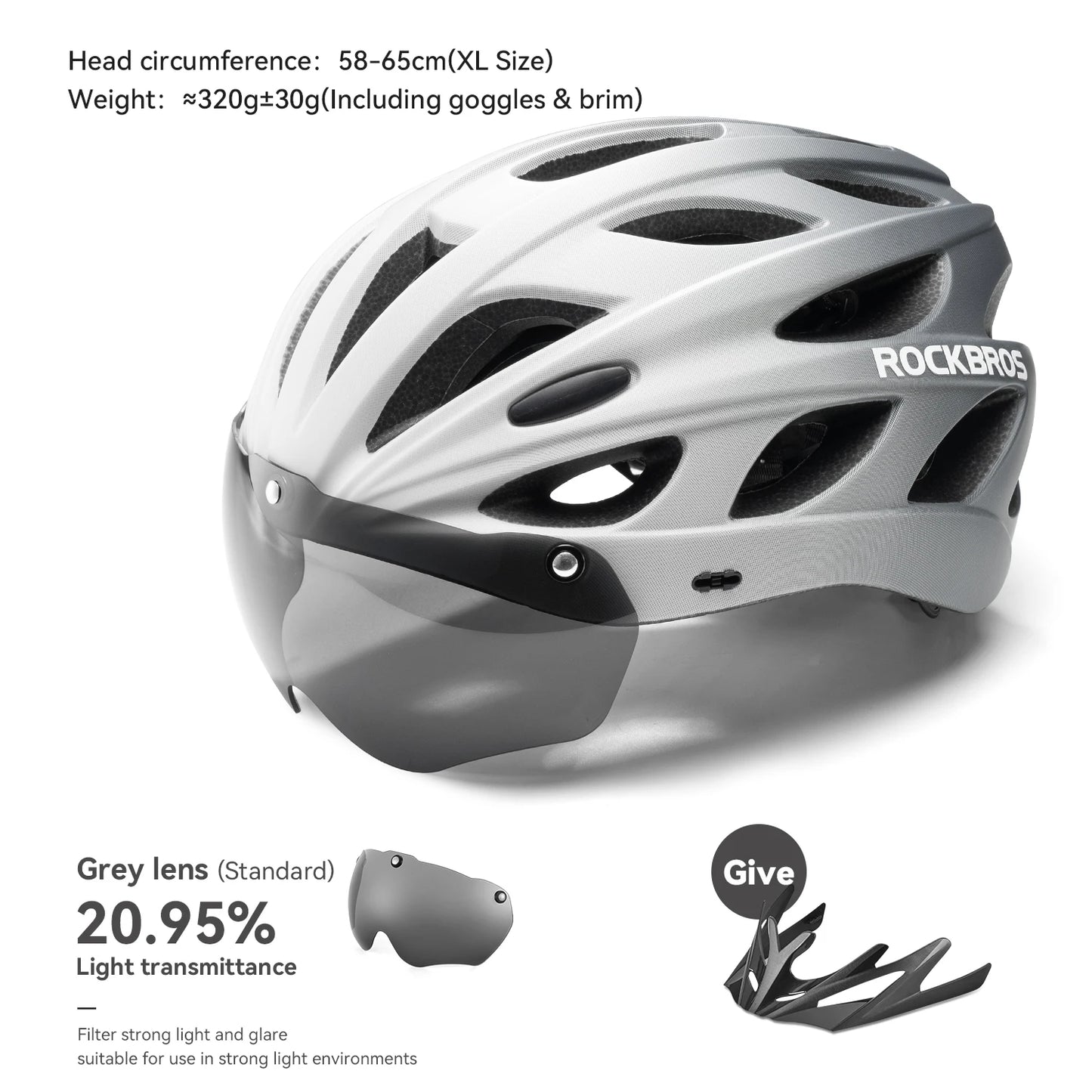 ROCKBROS Cycling Helmet Lightweight Protective Design With Goggles