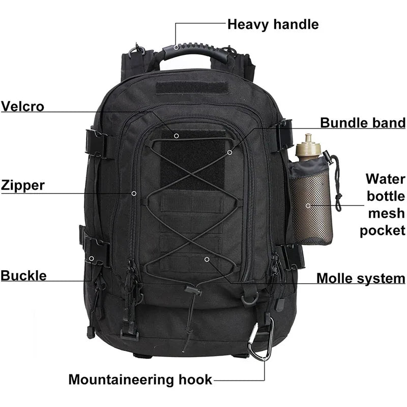 LQARMY Military Tactical Nylon Backpack For Outdoor Hiking And Camping