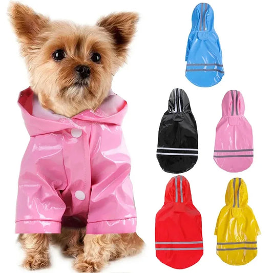 Reflective Waterproof PU Dog Raincoat For Small Cats Puppies
