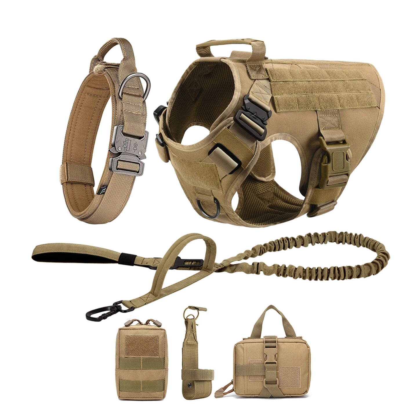 Tactical Padded Dog Harness With Molle Pouches And Quick Buckle