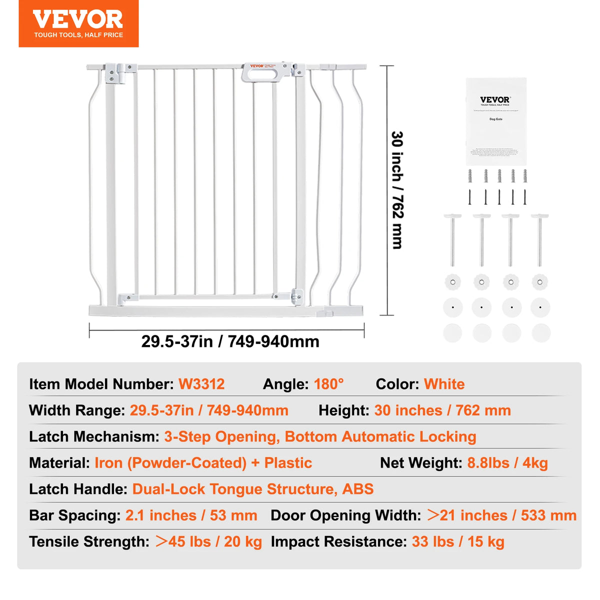SucceBuy Pressure Mount Baby Pet Safety Gate For Doorways