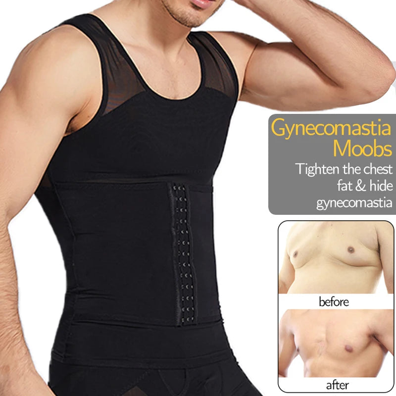 Cxzd Mens Slimming Mesh Waist Trainer Body Shaper Top