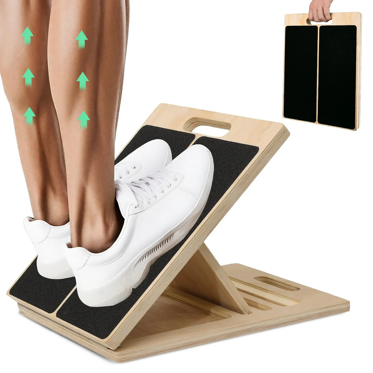 Adjustable Wooden Balance Board and Calf Stretcher for Training