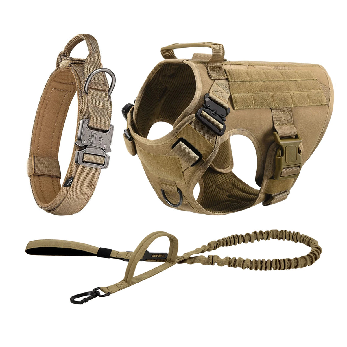 Tactical Padded Dog Harness With Molle Pouches And Quick Buckle
