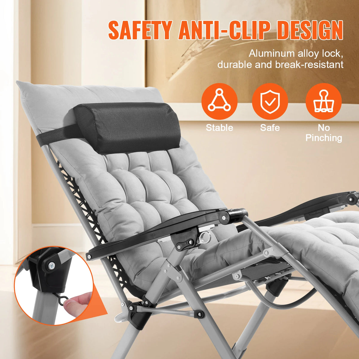 SucceBuy Zero Gravity Adjustable Recliner Lounge Chair With Cup Holder