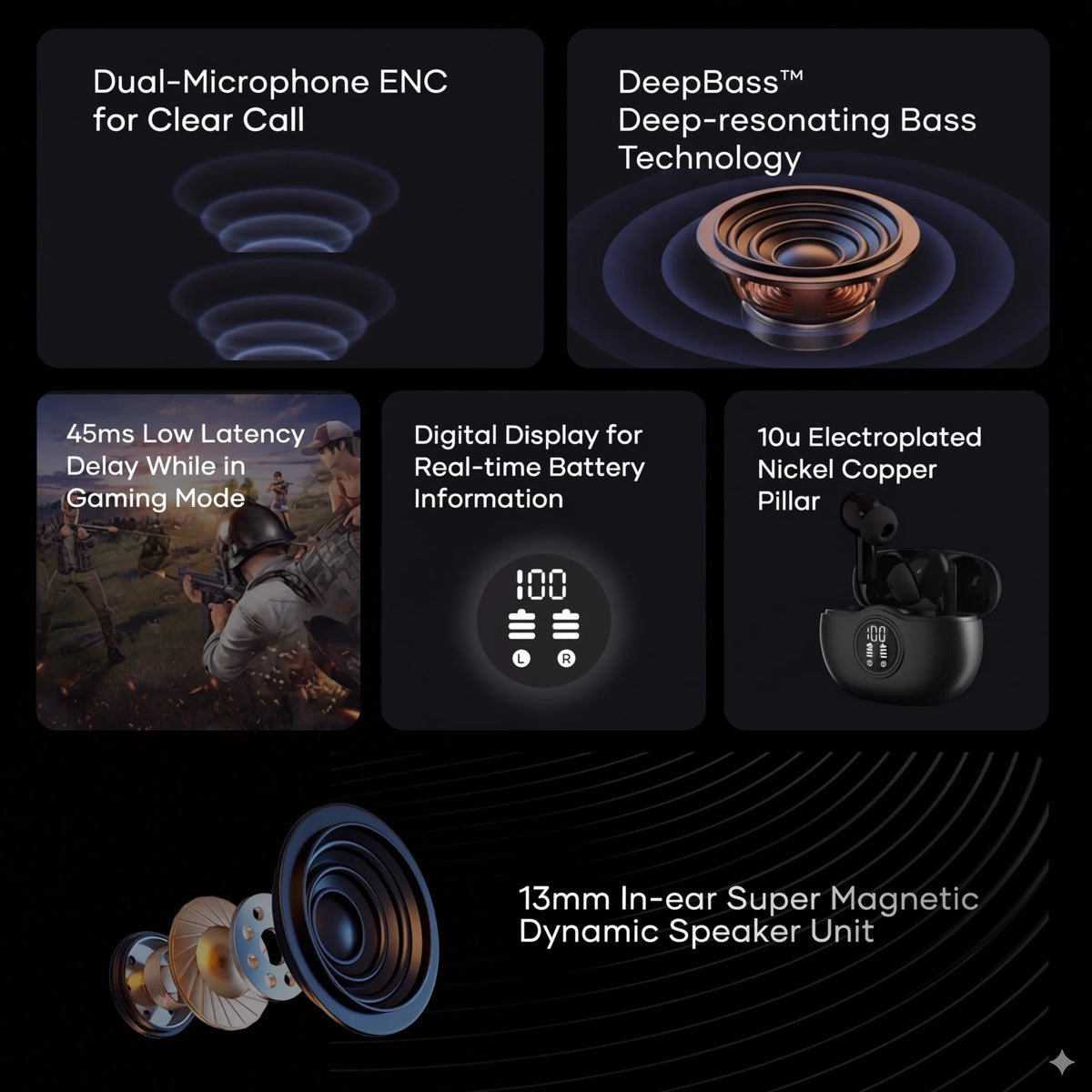 WAVEFUN Star 2 Wireless Earbuds 4 Mic Enc Noise Cancellation