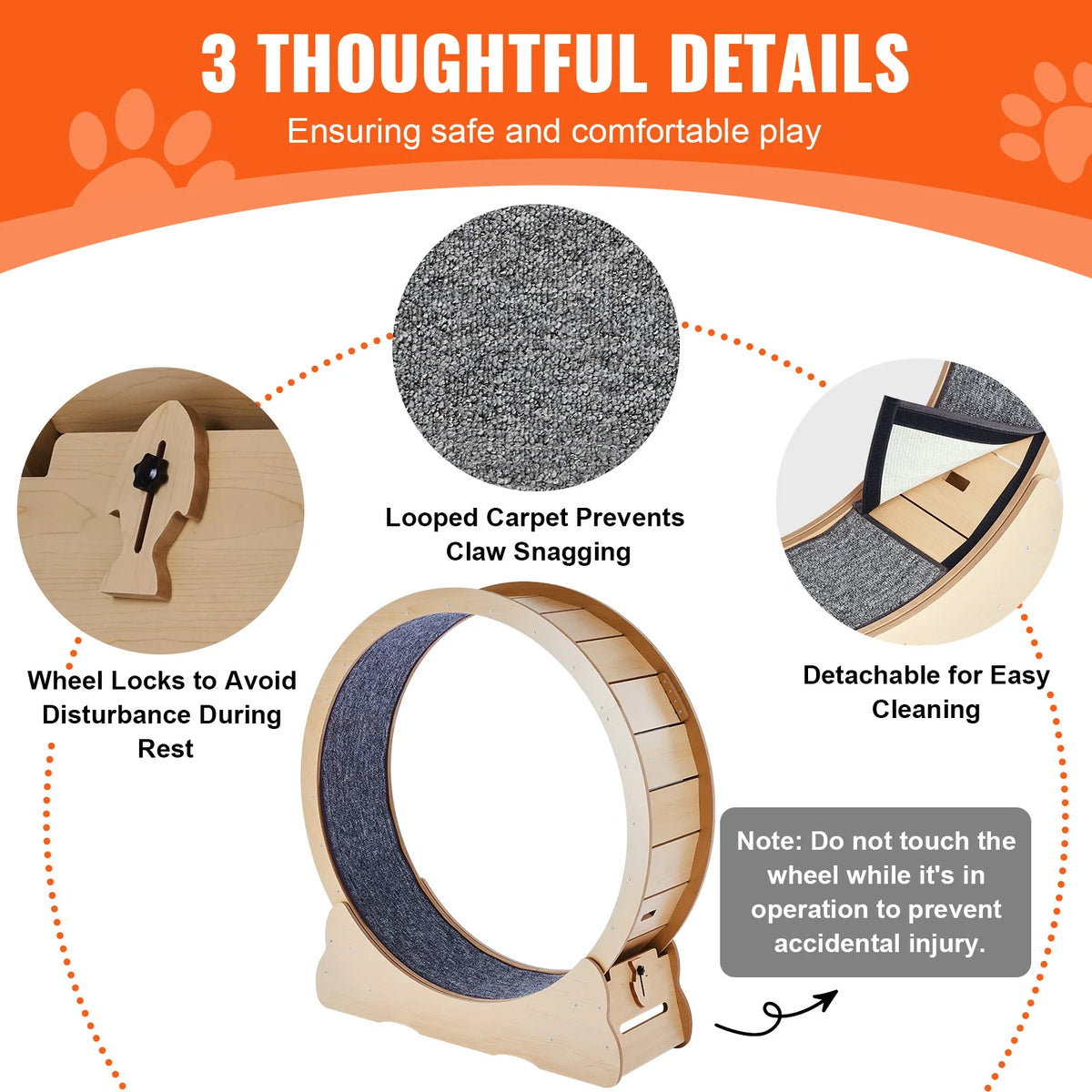 SucceBuy Wooden Cat Exercise Wheel For Indoor Cat Running Fitness
