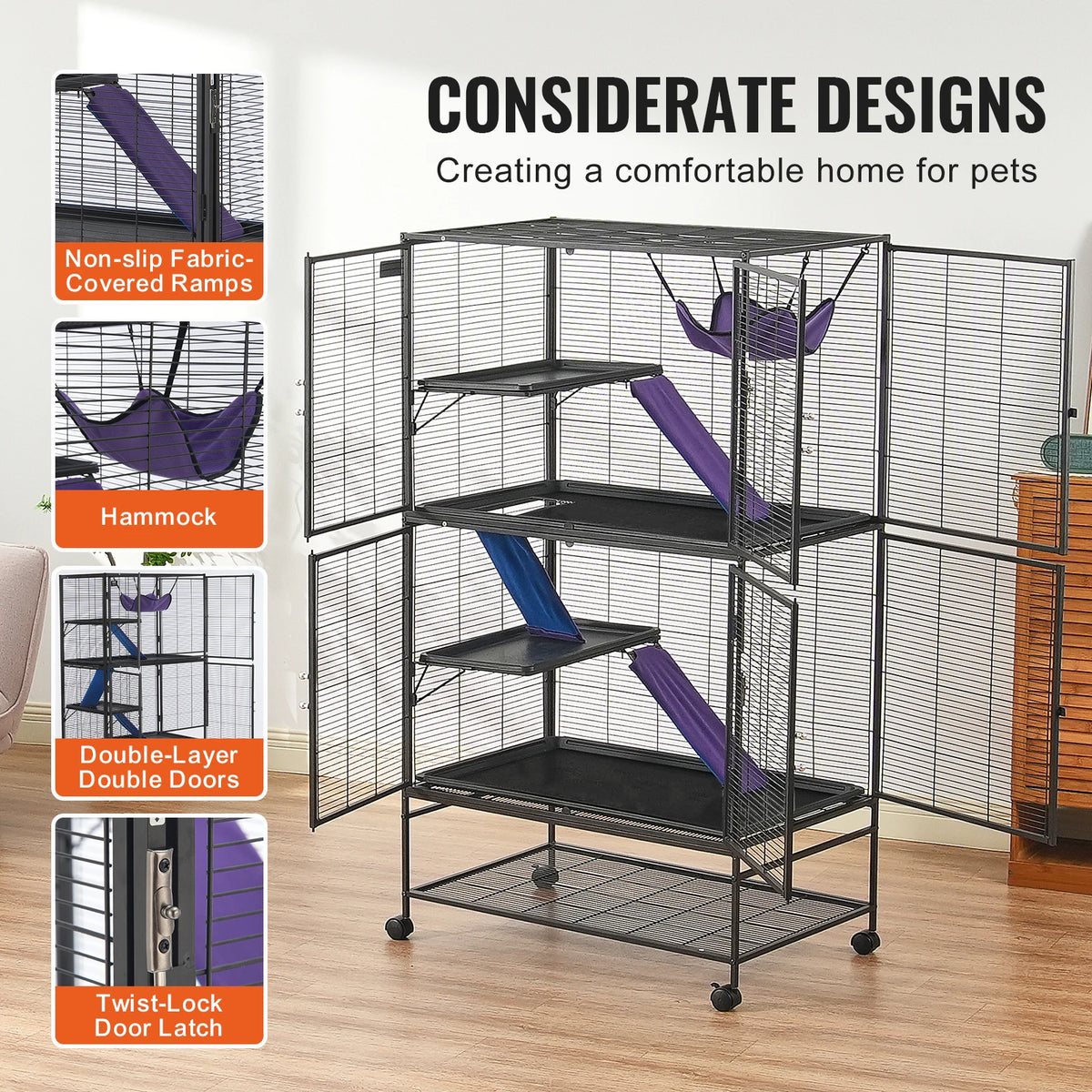 SucceBuy Four Tier Rolling Metal Small Animal Habitat