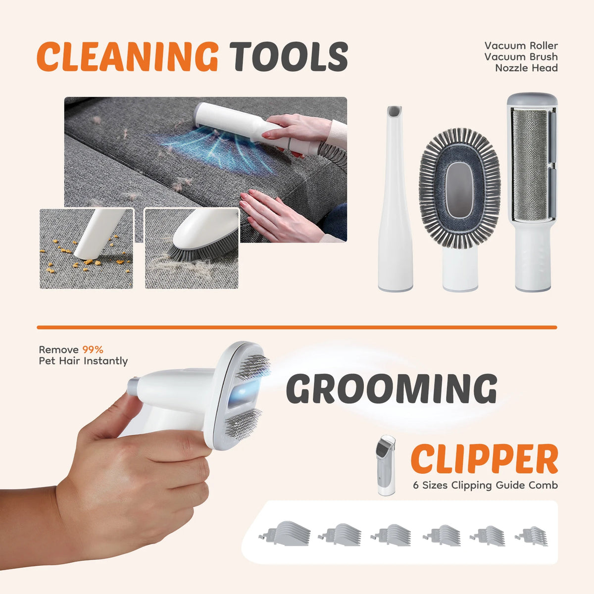 Professional Pet Grooming Vacuum Kit With Cordless Clippers