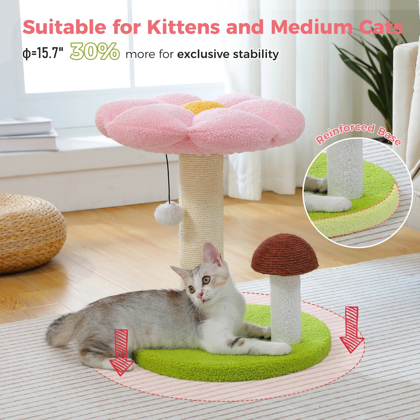 Pawz Road Mushroom Double Tier Cat Scratching Post Bed Toy