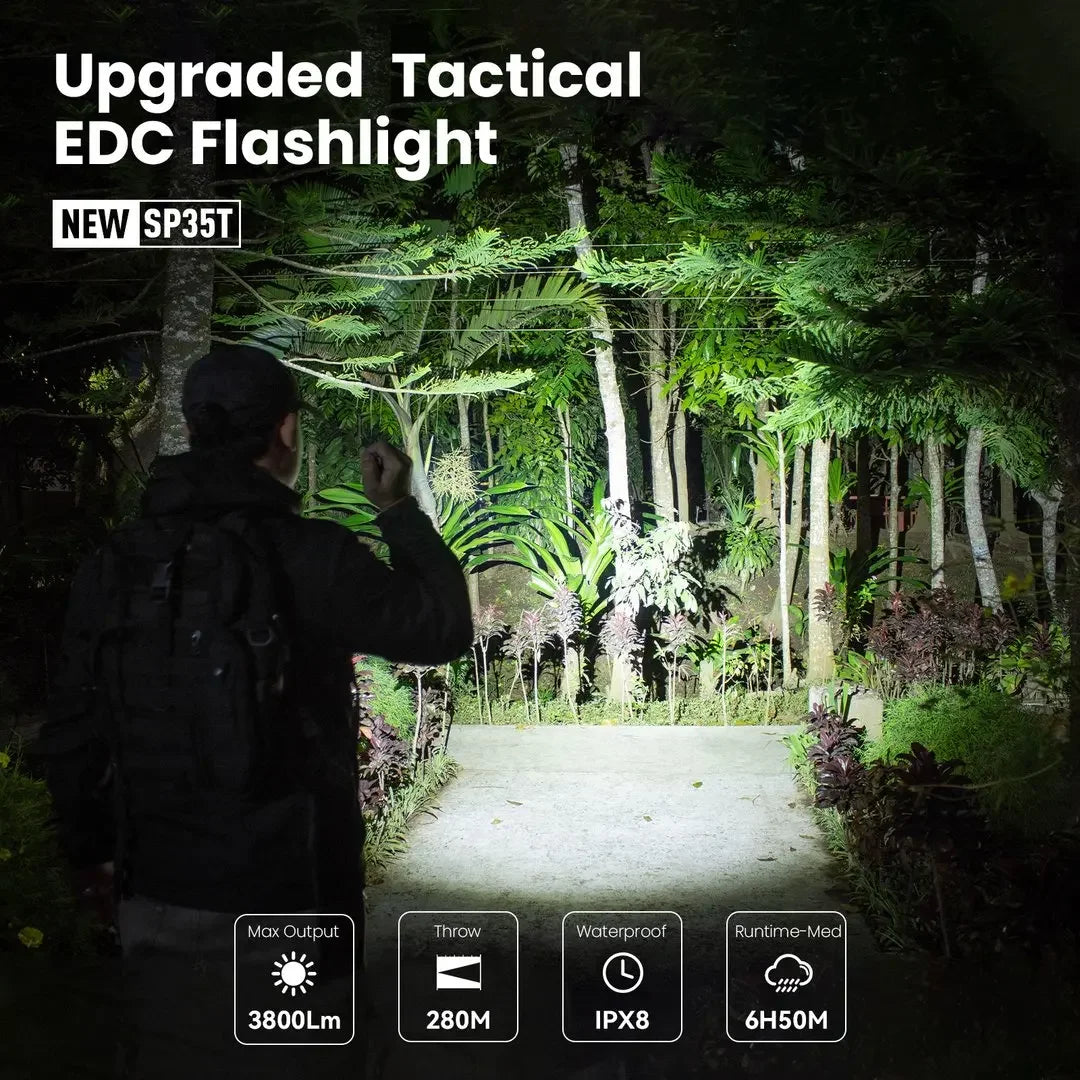 Sofirn SP35T Tactical Rechargeable LED Flashlight With Power Indicator