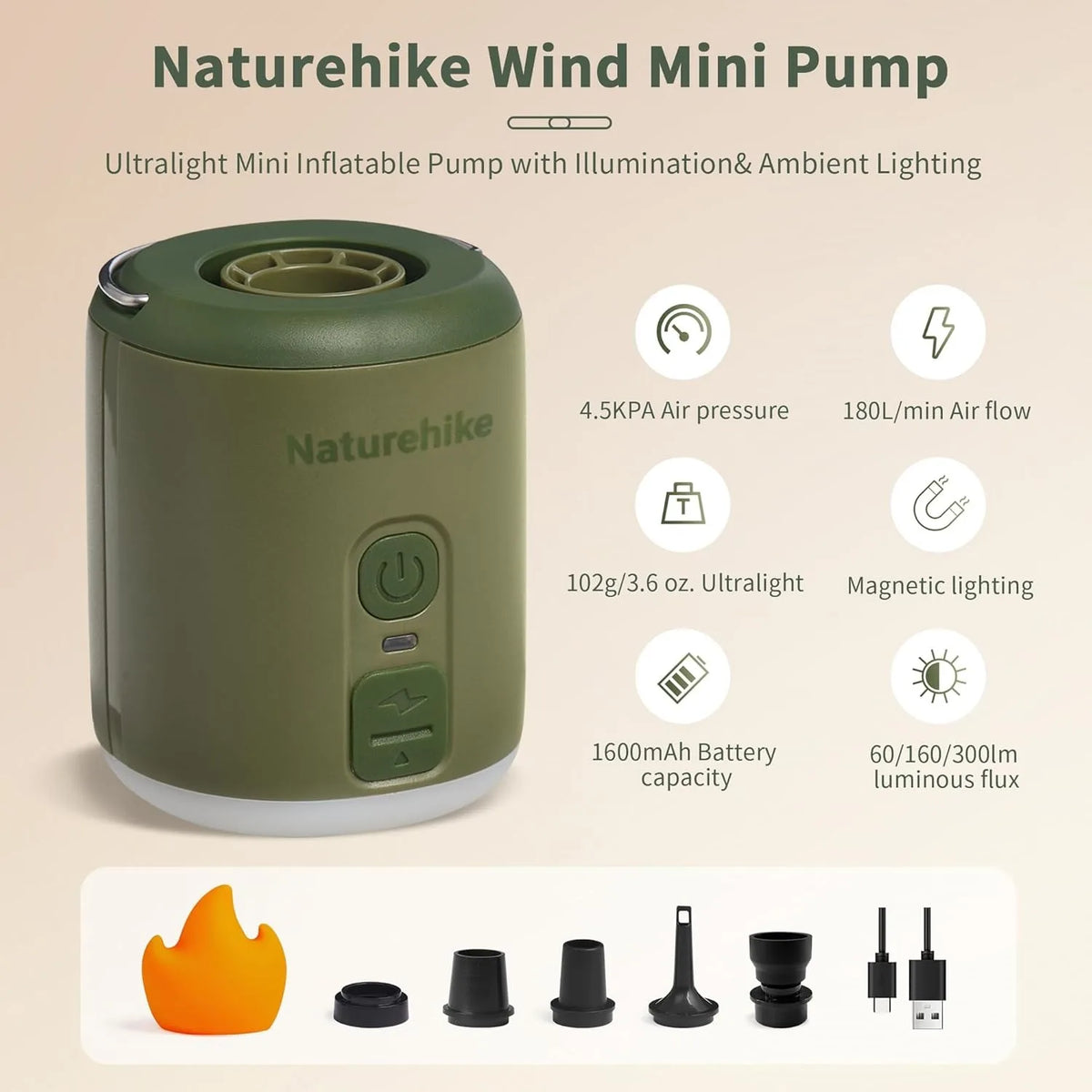 Naturehike Portable Electric Air Pump For Inflatable Camping Mats