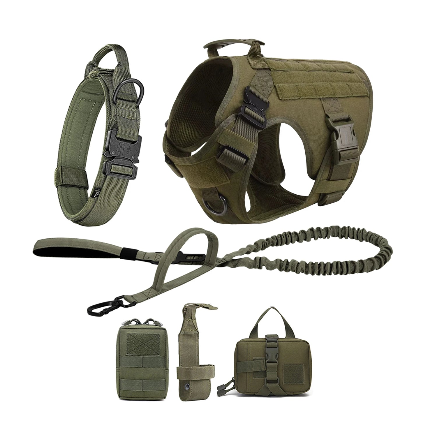 Tactical Padded Dog Harness With Molle Pouches And Quick Buckle