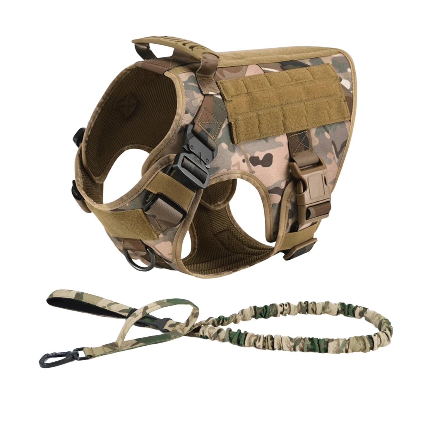 Tactical Padded Dog Harness With Molle Pouches And Quick Buckle