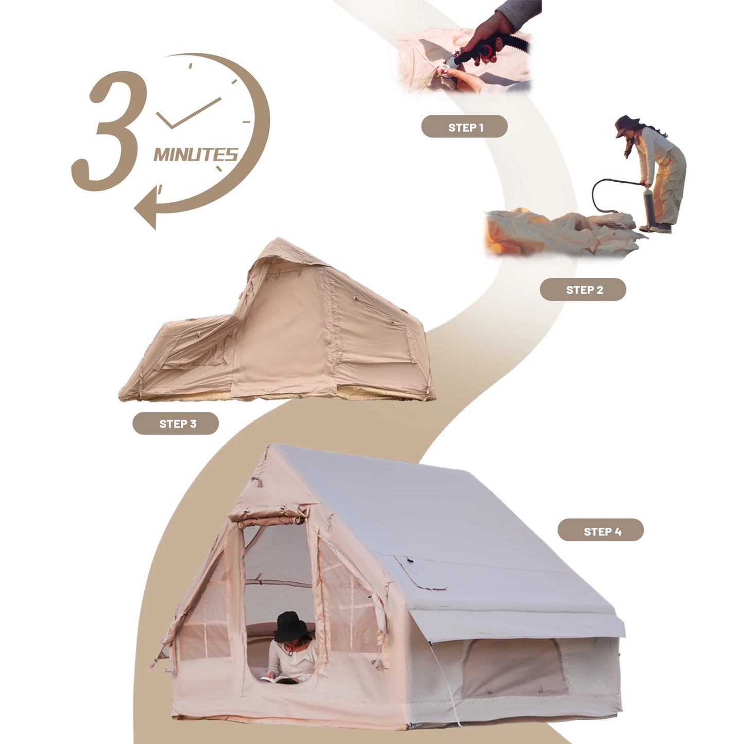 Pakicetus Inflatable Camping Tent With Quick Setup Waterproof Design
