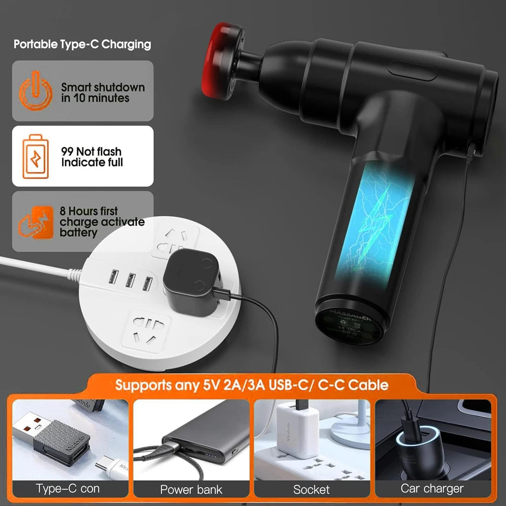 Lingteng Heating Percussion Massage Gun For Deep Tissue Relief