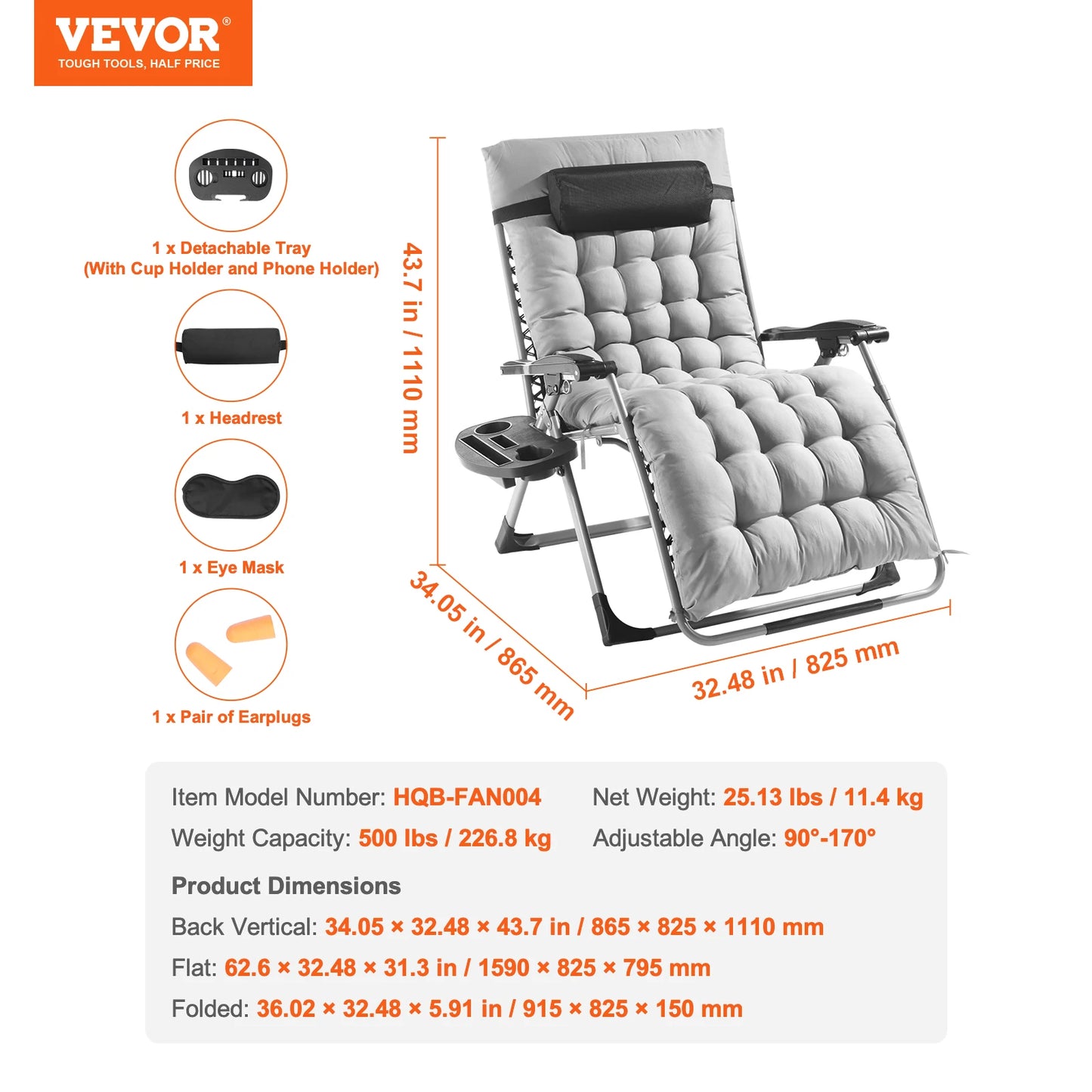 SucceBuy Zero Gravity Adjustable Recliner Lounge Chair With Cup Holder