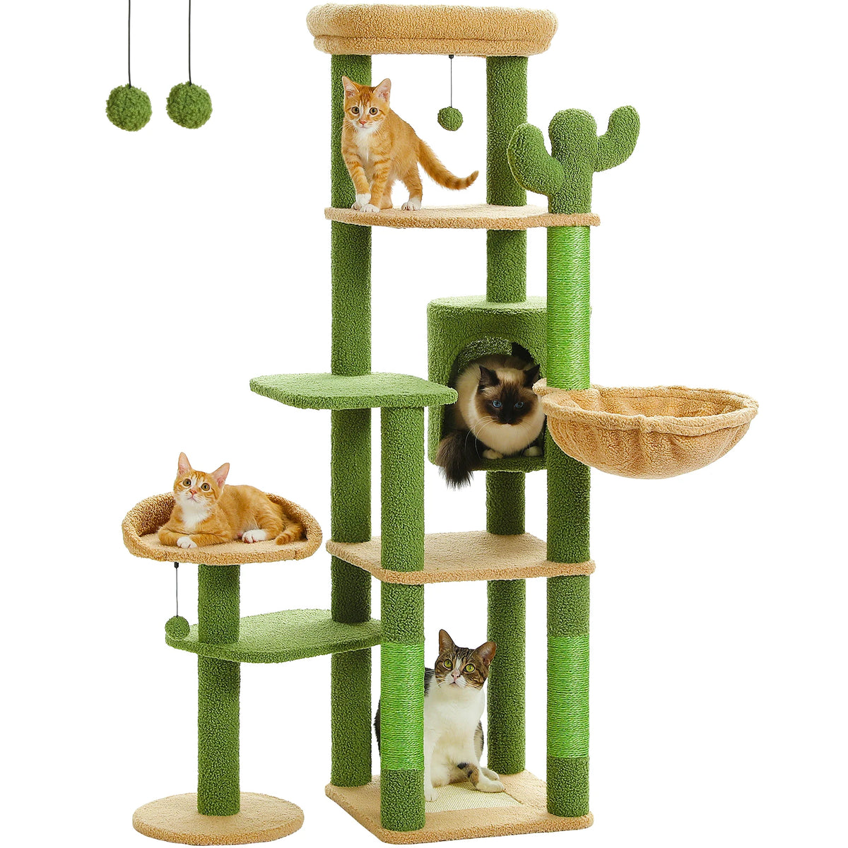 PEQULTI Multi Tier Cat Tree With Hammock And Scratching Post