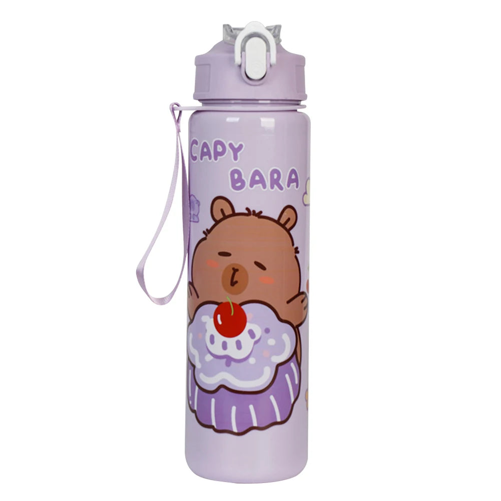 Capybara Travel Water Bottle With Straw And Secure Handle
