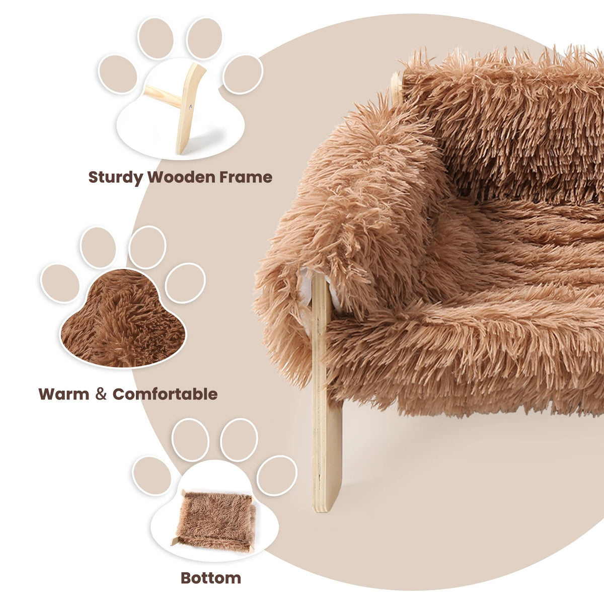 Sturdy Wooden Raised Cat Sofa Bed For Cozy Indoor Rest