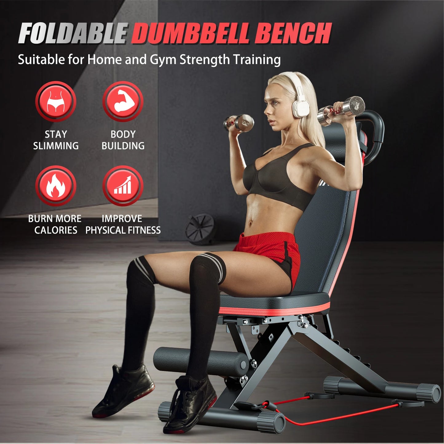 Foldable Multi Functional Dumbbell Bench For Full Body Workout