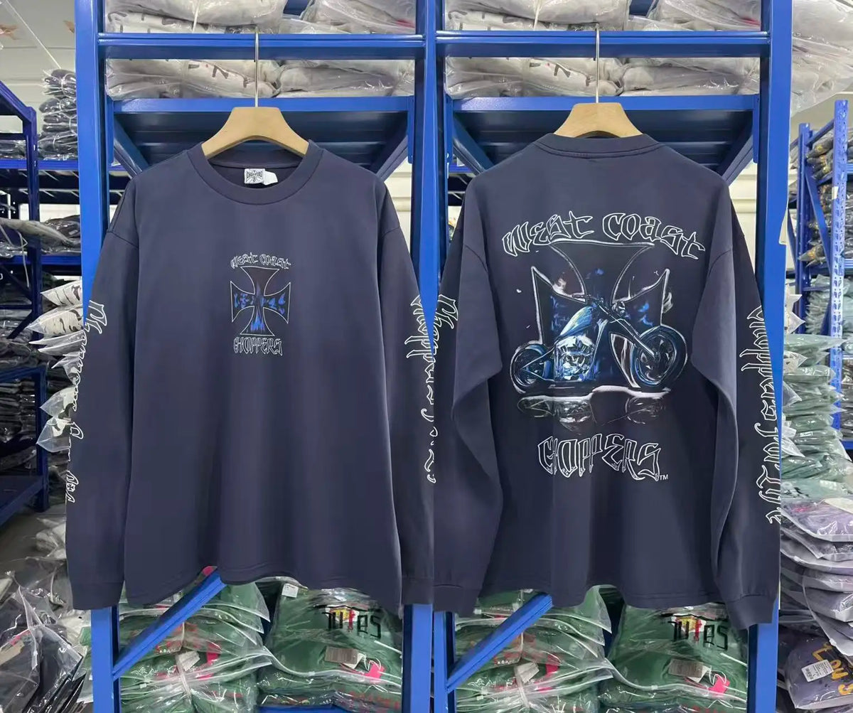 Men West Coast Choppers Cotton Distressed Cross Print Shirt