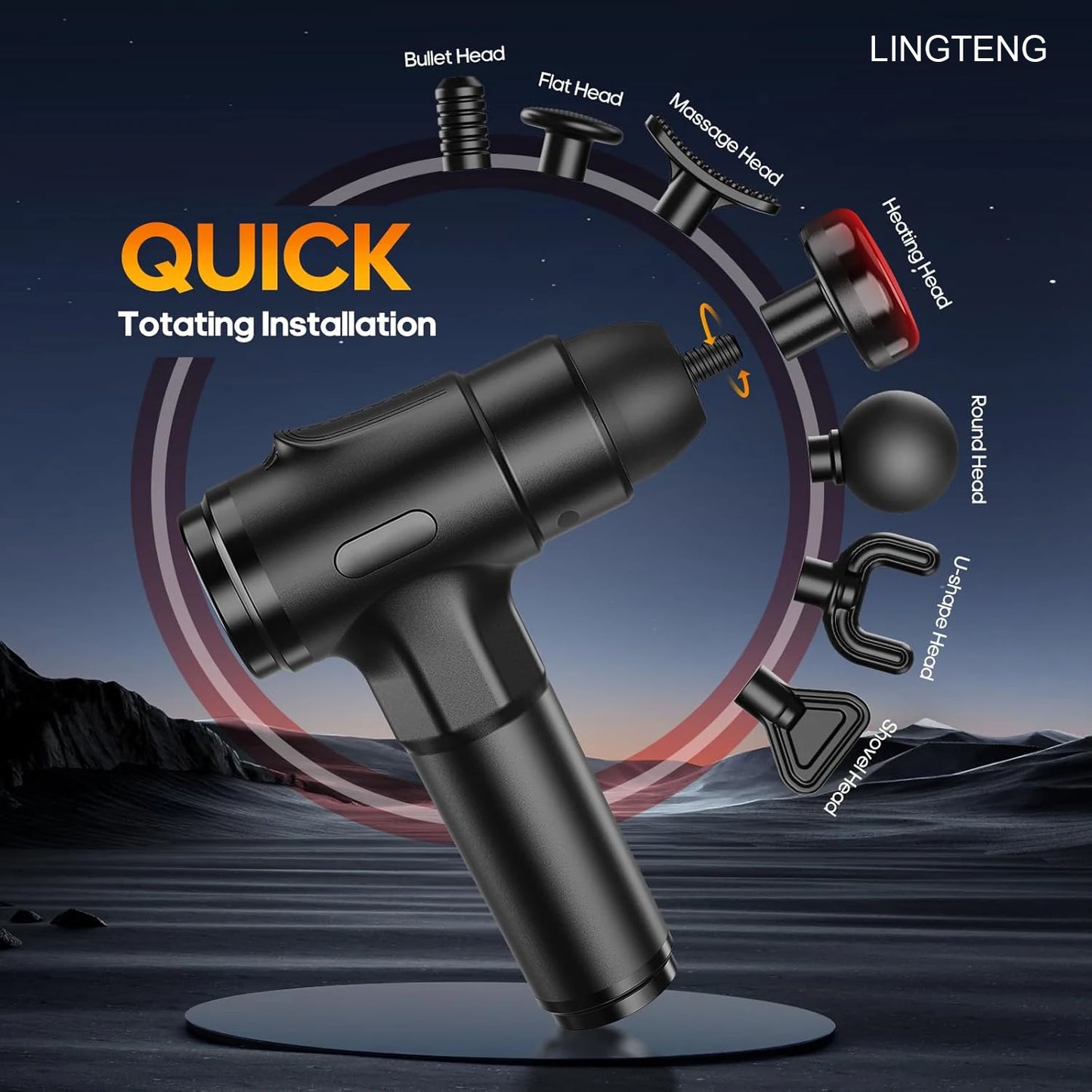 Lingteng Heating Percussion Massage Gun For Deep Tissue Relief