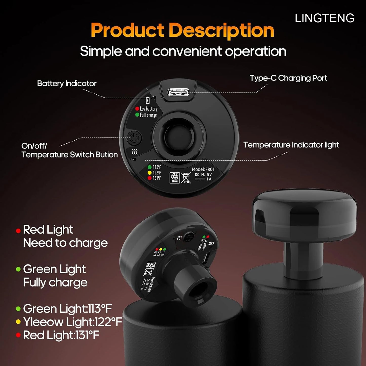 Lingteng Heating Percussion Massage Gun For Deep Tissue Relief