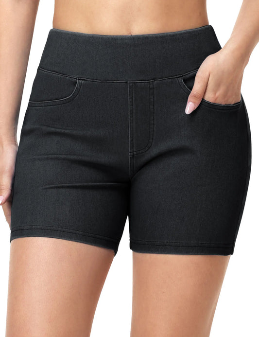 THE GYM PEOPLE Women's High Waisted Booty Lifting Denim Shorts