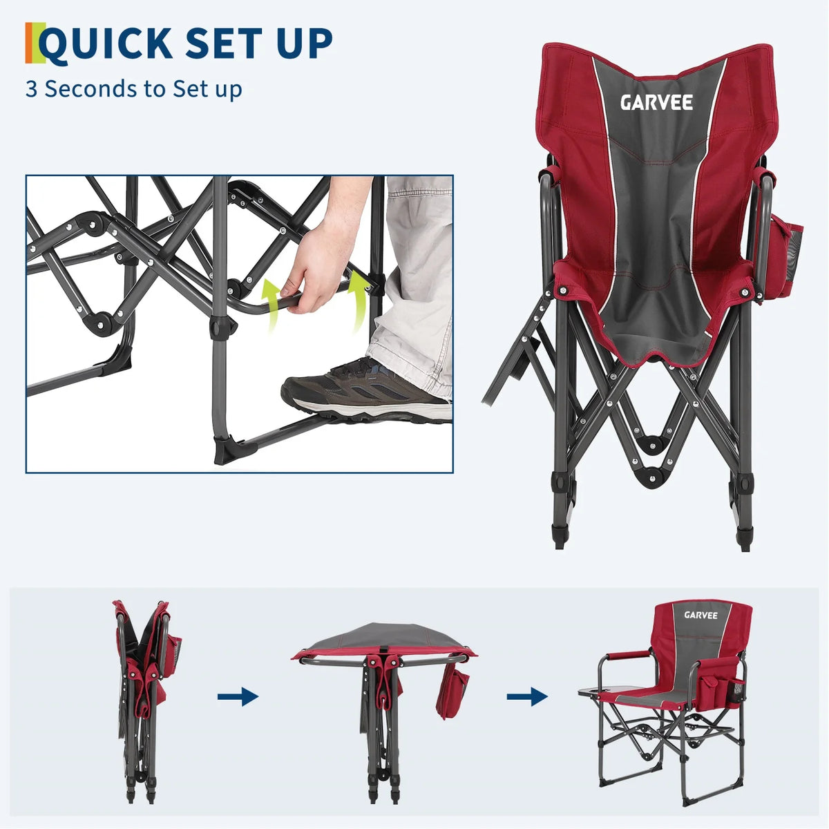 HiMISS Heavy Duty Folding Directors Chair With Side Table